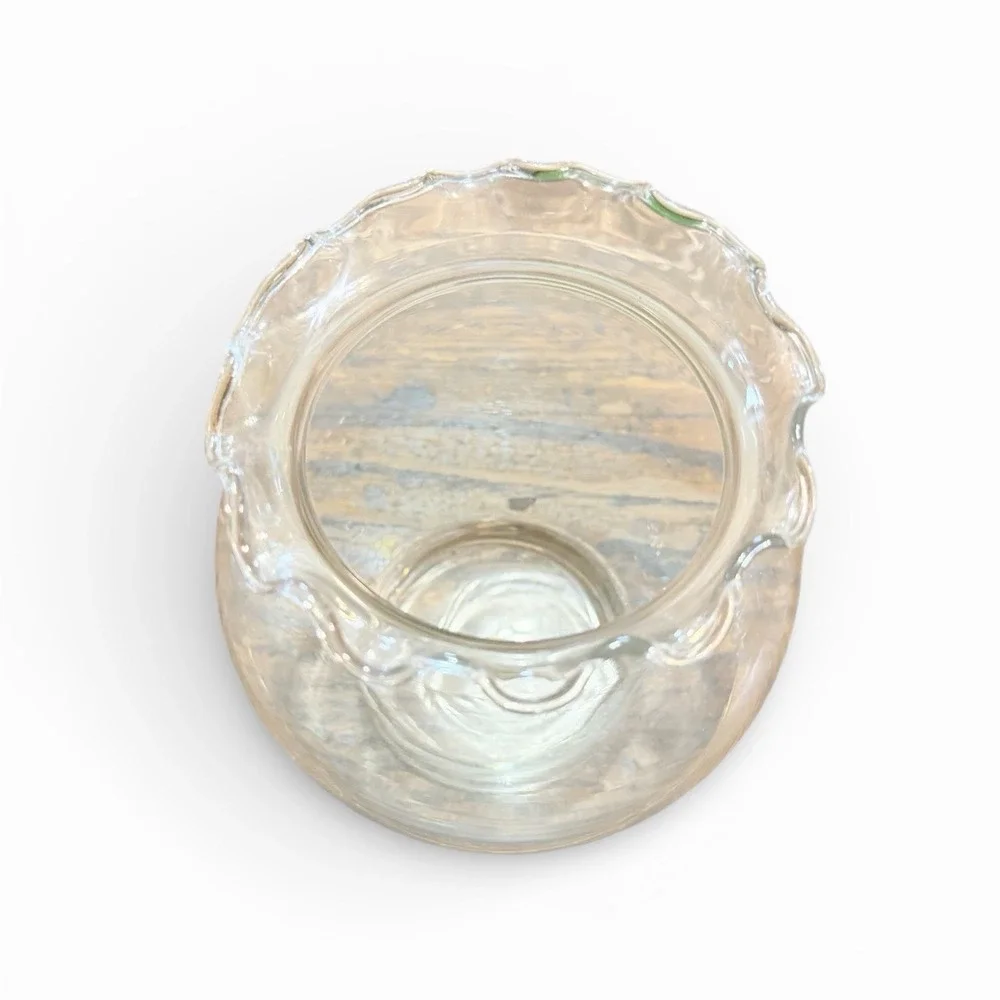 Vintage Clear‎ Glass Ruffled Edge Vase